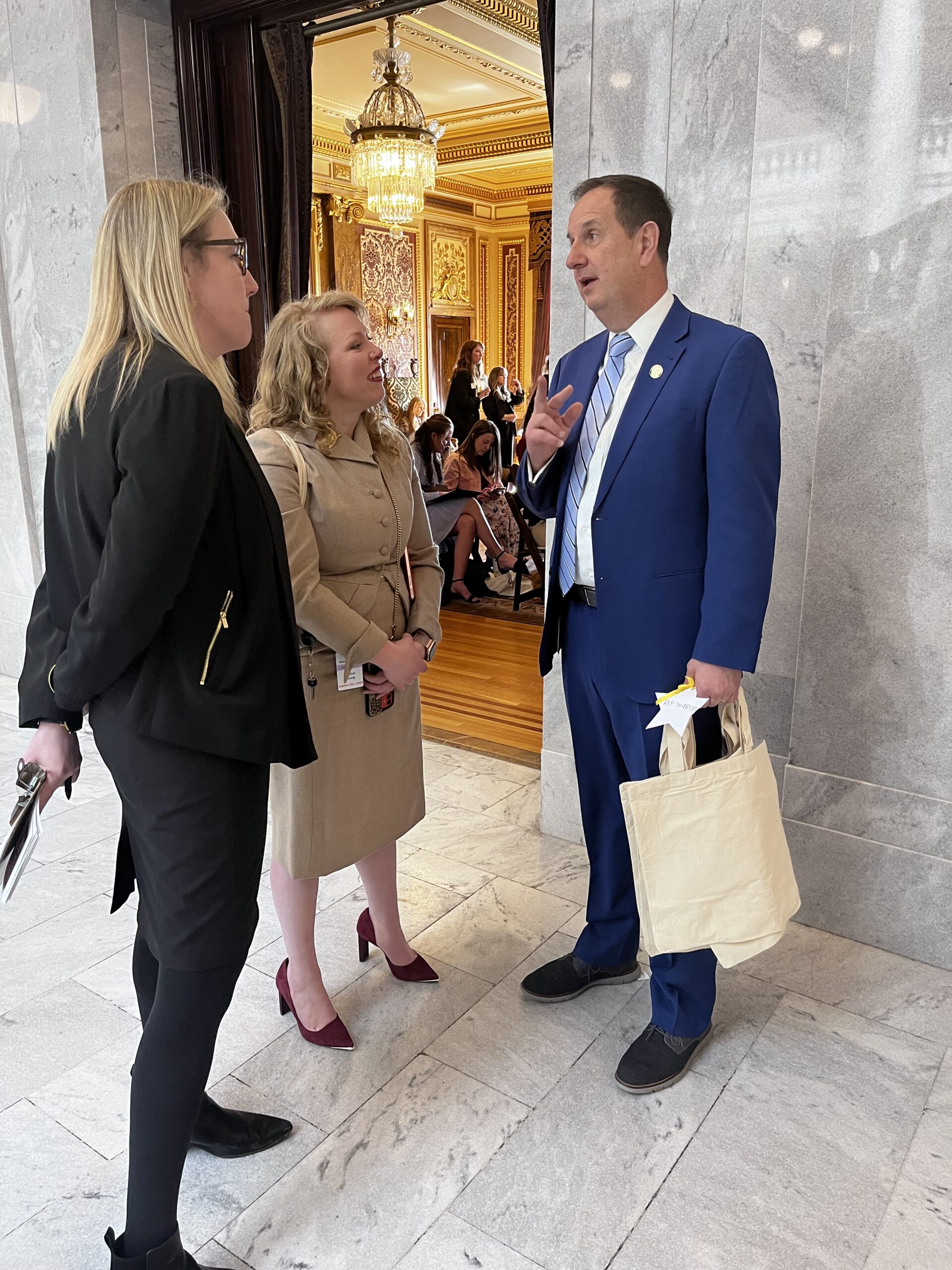 Rep. Thurston with Emily Larsen and Crystal Young